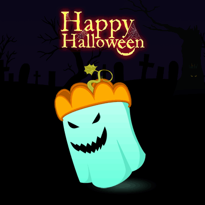 Niebieski duch szczęśliwego Halloween
